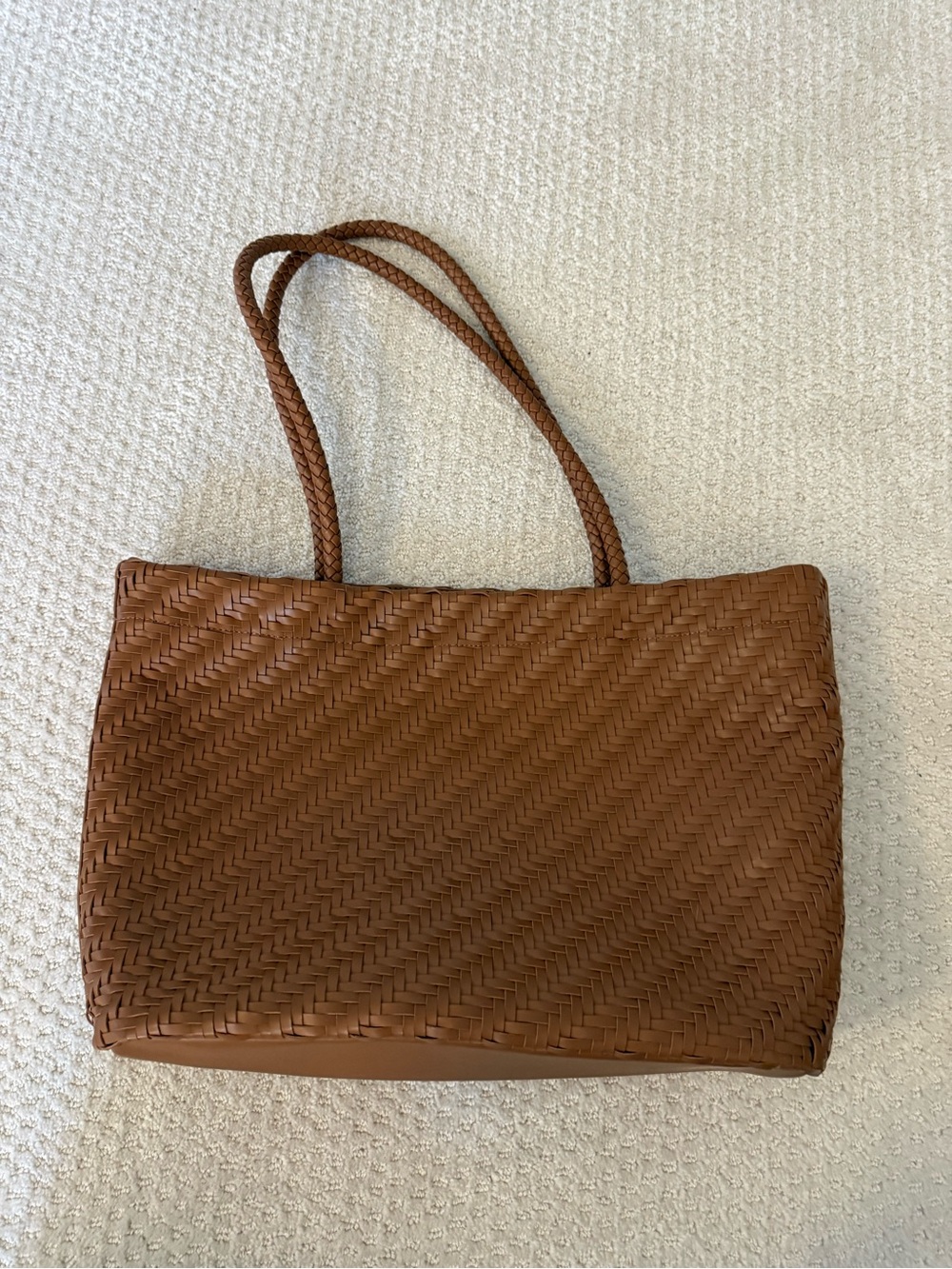 Target Brown Woven Tote with Braided Straps